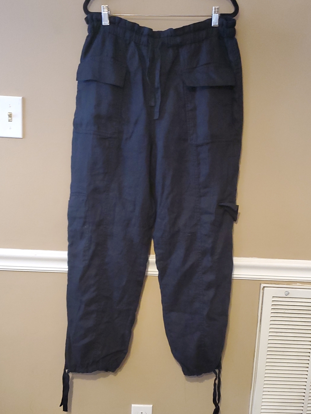 MAGASCHONI Linen Cargo Pants In Black Size L - Picture 2 of 9